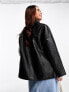 Фото #3 товара ASOS DESIGN faux leather clean top collar jacket in black