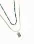 ASOS DESIGN 2 pack mixed necklace set with beads and molten pendant