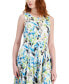 Фото #4 товара Платье солнцезащитное безрукавное Kasper для женщин из льняной смеси с принтом и расклешенной юбкой