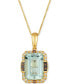 ფოტო #1 პროდუქტის Mint Julep Quartz (6-3/4 ct. t.w.) & Diamond (1/4 ct. t.w.) Halo Adjustable 20" Pendant Necklace in 14k Gold