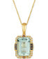 Фото #1 товара Mint Julep Quartz (6-3/4 ct. t.w.) & Diamond (1/4 ct. t.w.) Halo Adjustable 20" Pendant Necklace in 14k Gold