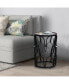 23 Inch End Side Table, Round Mango Wood Top, Lattice Cut Out Iron Frame, Brown, Black
