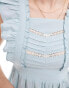 Wednesday's Girl ruffle edge pleat detail mini dress in light blue Синий, XS - фото #3