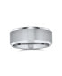 Wide Polished Beveled Edge Brushed Matte Couples Silver-Tone Titanium Wedding Band Ring For Men Comfort Fit 8MM
