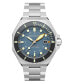 ფოტო #1 პროდუქტის Men's Dumas Automatic Blue Yonder with Silver-Tone Solid Stainless Steel Bracelet Watch 44mm