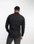 New Look long sleeve muscle fit poplin shirt in black