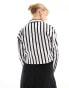 ASOS DESIGN cropped shirt with tie front in mono stripe