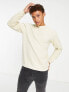 Selected Homme waffle crew neck sweat in cream