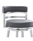 Madrid 30" Bar Height Swivel Gray Artificial leather and Brushed Stainless Steel Bar Stool