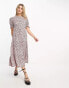 Influence tiered smock dress in neutral leopard print