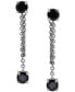 ფოტო #3 პროდუქტის Black Cubic Zirconia & Chain Front-to-Back Earrings in Sterling Silver, Created for Macy's