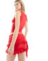 Фото #2 товара Lioness ruffle detail mini skirt co-ord in red