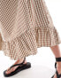 Фото #5 товара ONLY Tall gingham maxi skirt in brown