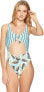 Bikini Lab Women's 181772 Tie Front Aqua One Piece Swimsuit Size M