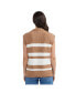 Women's Sleeveless Half Zip Sweater Vest Camel/marshmallow stripe, Large - фото #3