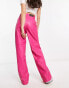 Only Hope high waisted faux leather trousers in bright pink