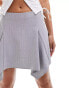 Фото #4 товара Pimkie asymmetric hem mini skirt in grey pinstripe