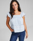 Фото #1 товара Women's Flutter-Sleeve Cotton Top, Created for Macy's
