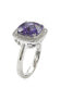 Suzy Levian Sterling Silver Cubic Zirconia Cushion Halo Cocktail Ring
