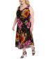 Plus Size Floral-Print Handkerchief-Hem A-Line Dress