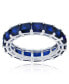 ფოტო #1 პროდუქტის Created Blue Spinel Princess Cut Eternity Band in Rhodium Plated Sterling Silver