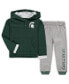 ფოტო #1 პროდუქტის Toddler Boys Green and Heathered Gray Michigan State Spartans Poppies Hoodie and Sweatpants Set