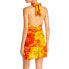 Faithfull the Brand Womens Floral Halter Mini Dress Orange Size US 8