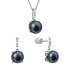 Фото #1 товара Pearl set with zircons Pavona 29072.3B black (earrings, chain, pendant)
