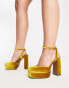 ASOS DESIGN Wide Fit Peaked platform high heeled shoes in mustard velvet