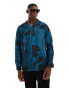 ASOS DESIGN relaxed revere shirt with faded floral print in blue BLAU, L - Chest 42 - фото #1