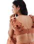 Фото #2 товара Forever New ruffle shoulder maxi dress in rose brown