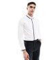 ASOS DESIGN slim shirt with navy detailing in white