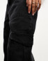 DTT Petite Molly high waist wide leg cargo jeans in washed black