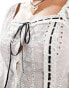 Фото #2 товара Miss Selfridge broderie contrast ribbon trim detail blouse in ivory