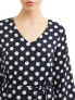 Love Sadie Womens Navy/White Polka Dot Bell Sleeve V-Neck A-Line Dress Size M