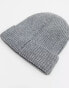 The North Face Logo patch cuffed beanie in grey