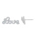 ფოტო #2 პროდუქტის Silver Plated Brass Cubic Zirconia Script Love Stud Earrings