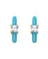 14k Yellow Gold Plated with Cubic Zirconia Blue Turquoise Enamel C-Hoop Earrings for Kids