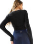 ASOS 4505 square neck long sleeve top with inner bra in soft touch fabric