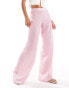 ASOS DESIGN wide leg trousers in pink stripe