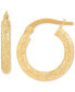 ფოტო #1 პროდუქტის Textured Tube Small Hoop Earrings in 10k Gold, 5/8"