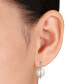 ფოტო #2 პროდუქტის Cultured Freshwater Pearl (9-1/2mm) & Diamond (1/7 ct. t.w.) Oval Hoop Earrings in 10k White Gold