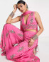 Фото #1 товара Maya geo embellished v neck crop top in pink co-ord