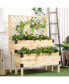 2 Tier Raised Garden Bed with Trellis, Wooden Elevated Planter Box with Legs and Metal Corners, for Vegetables, Flowers, Herbs, Natural