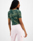 ფოტო #2 პროდუქტის Juniors' Camo Embellished-Star Ribbed Baby Tee