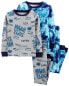 Фото #6 товара Kid 4-Piece Super Human Blue Tie Dye 100% Snug Fit Cotton Pajamas 6