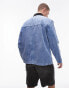 Фото #2 товара Topman acid wash workwear jacket with contrast collar