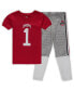 Фото #1 товара Preschool Boys and Girls Scarlet Ohio State Buckeyes Football V-Neck T-shirt and Pants Sleep Set