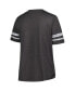 ფოტო #2 პროდუქტის Women's Heather Charcoal Distressed New York Giants Plus Size Lace-Up V-Neck T-shirt