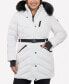Фото #1 товара Women's Plus Size Belted Faux-Fur-Trim Hooded Puffer Coat